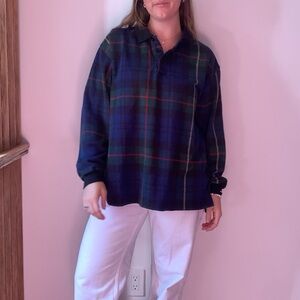 Vintage Plaid Long Sleeve Collard Shirt